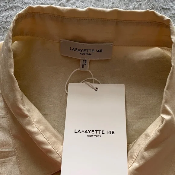 Lafayette 148 New York Cream Button Down Shirt - Picture 6 of 13